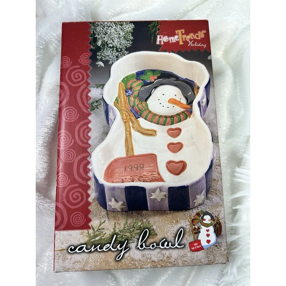 Vintage‎ 1999 Snowman home Trends  Candy Bowl. New Christmas Retro Decor parties